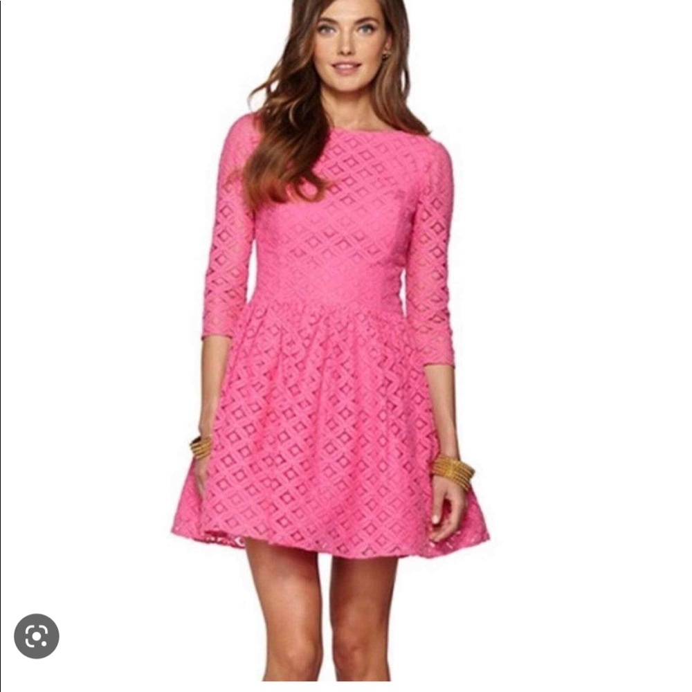 Lilly Pulitzer Lori dress size 4 like new. Pink lace party dress.